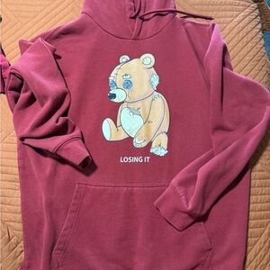 Forever 21 Red Hoodie with Bear Graphic